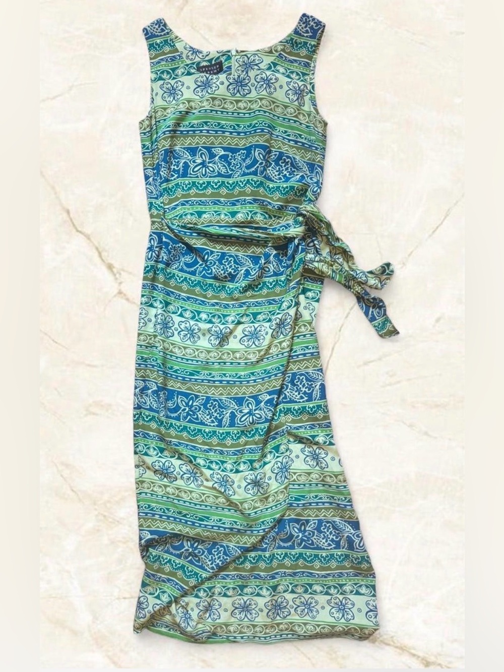 Spenser Jeremy Green & Blue Sleeveless Printed Maxi Dress